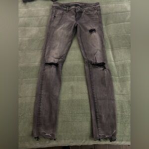American Eagle Outfitters Charcoal Distressed Skinny Jeans